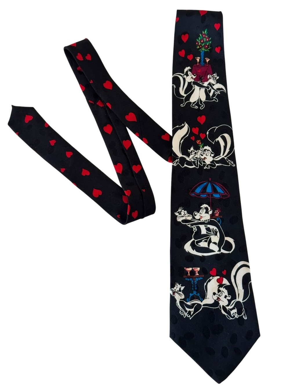 Vintage 90’s Looney Tunes Mania Pepe Le Pew & Penelope 100% Silk Neck Tie